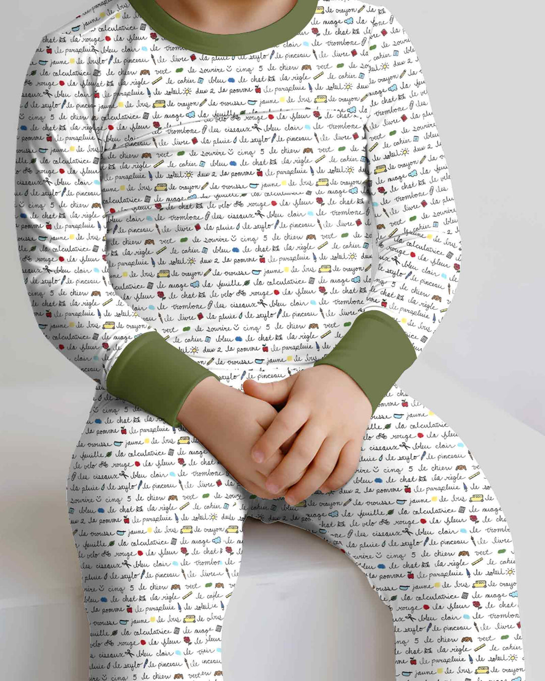 French Classroom Notes Bamboo Two Piece Long Sleeve Pajama Set
