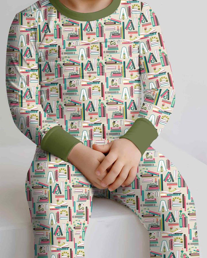 Bookworm Adventures Bamboo Two Piece Long Sleeve Pajama Set