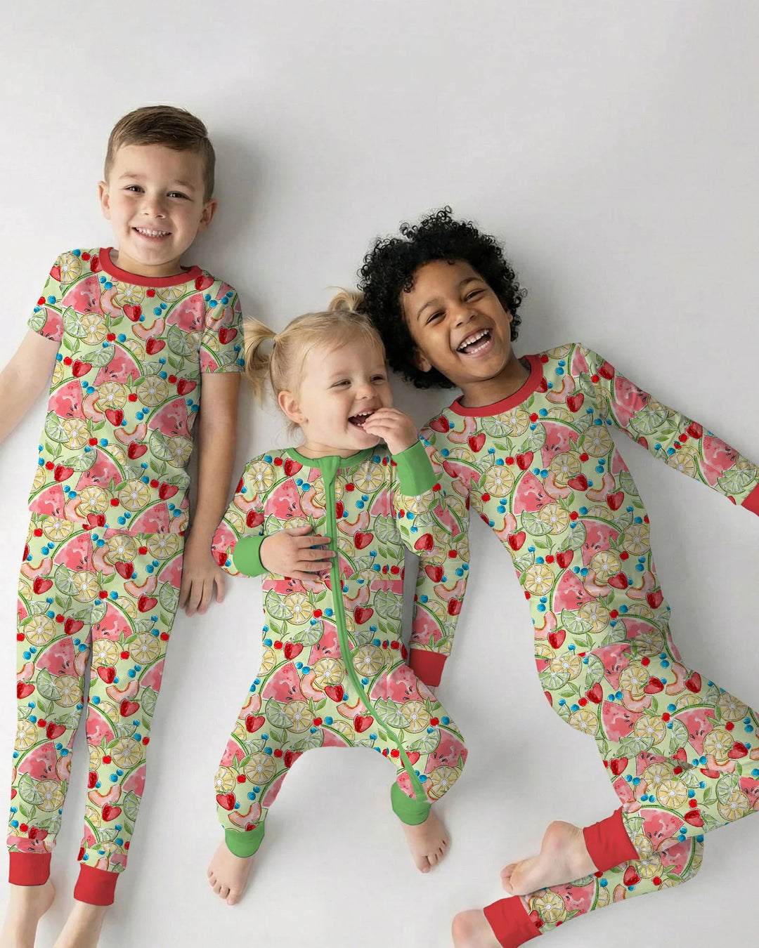Sweet Summer Fruits Family Matching Bamboo Two Piece Long Sleeve Pajama Set