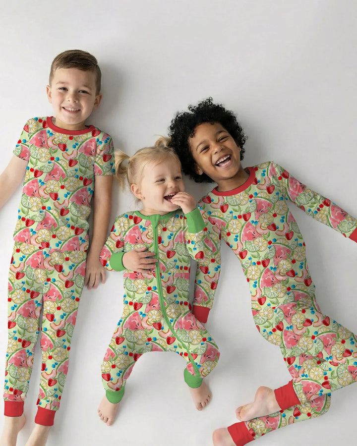 Sweet Summer Fruits Family Matching Bamboo Two Piece Short Sleeve Pajama Set