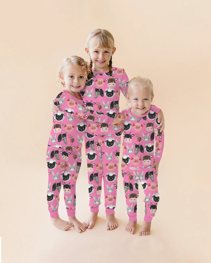 Farm Friends Family Matching Bamboo Two Piece Long Sleeve Pajama Set