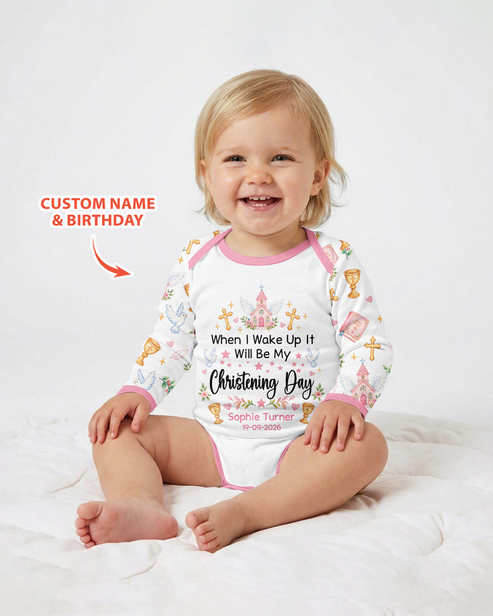 Personalized When I Wake Up It Will Be My Christening Day Bamboo Bodysuit
