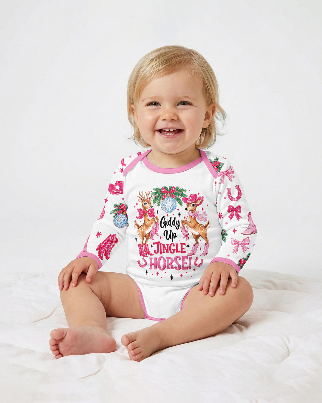 Western Christmas Giddy-up Jingle Horse Bamboo Bodysuit