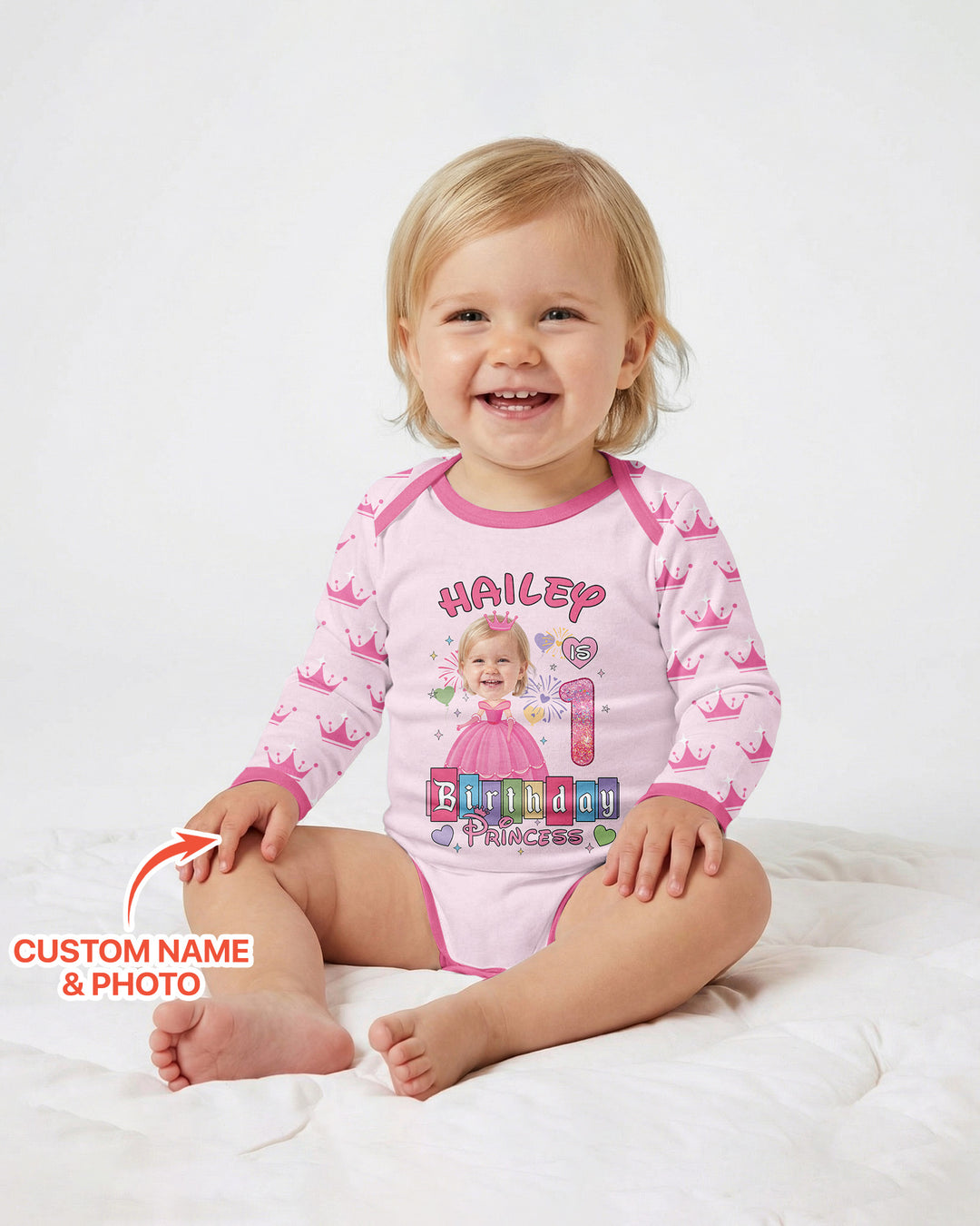 Custom Photo Birthday Princess Bamboo Bodysuit
