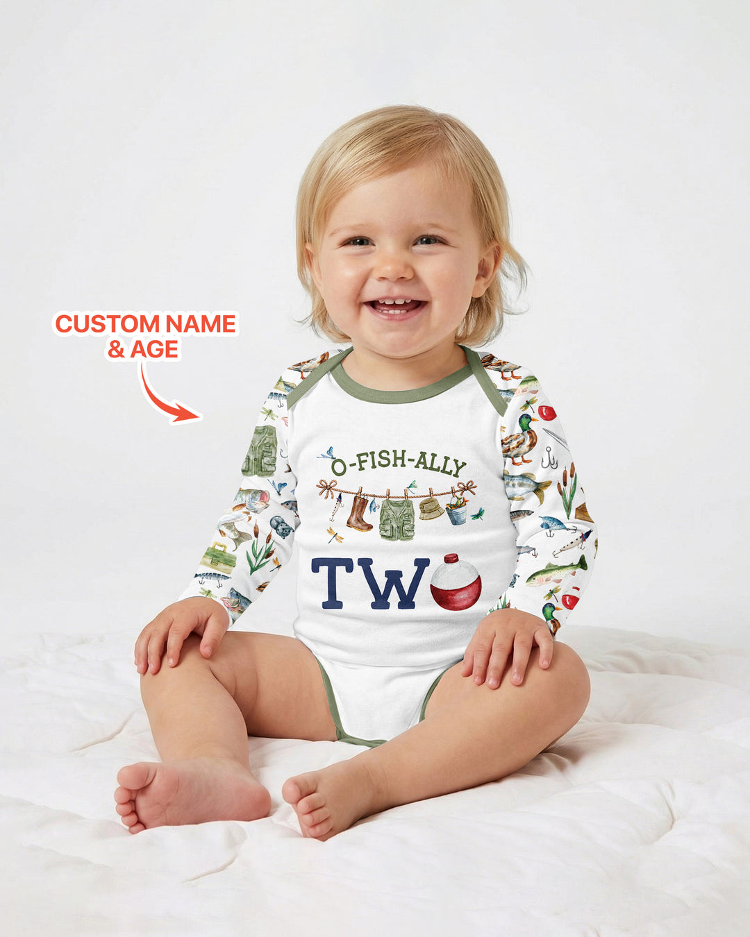 O-Fish-Ally Birthday – Personalized Name & Age Bamboo Bodysuit