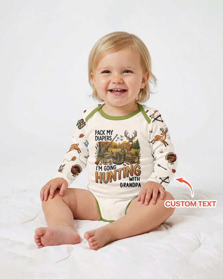 Personalized Pack My Diapers I'm Going Hunting Bamboo Bodysuit
