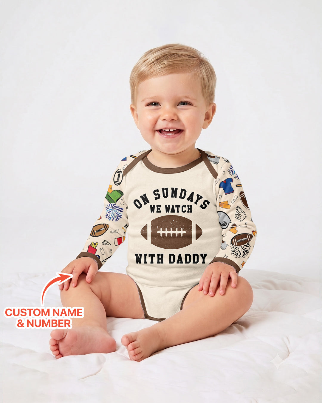 On Sundays We Watch Football With Daddy Family Matching Bamboo Bodysuit