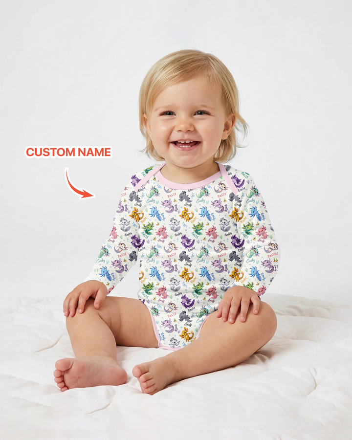 I Love You Axolotl Custom Name Bamboo Bodysuit