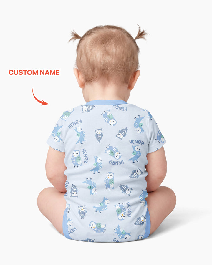 Custom Name Twin Owl Who's Who Bamboo Bodysuit
