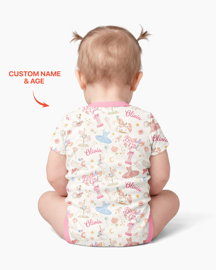 Ballerina Birthday Girl Custom Name & Age Bamboo Bodysuit