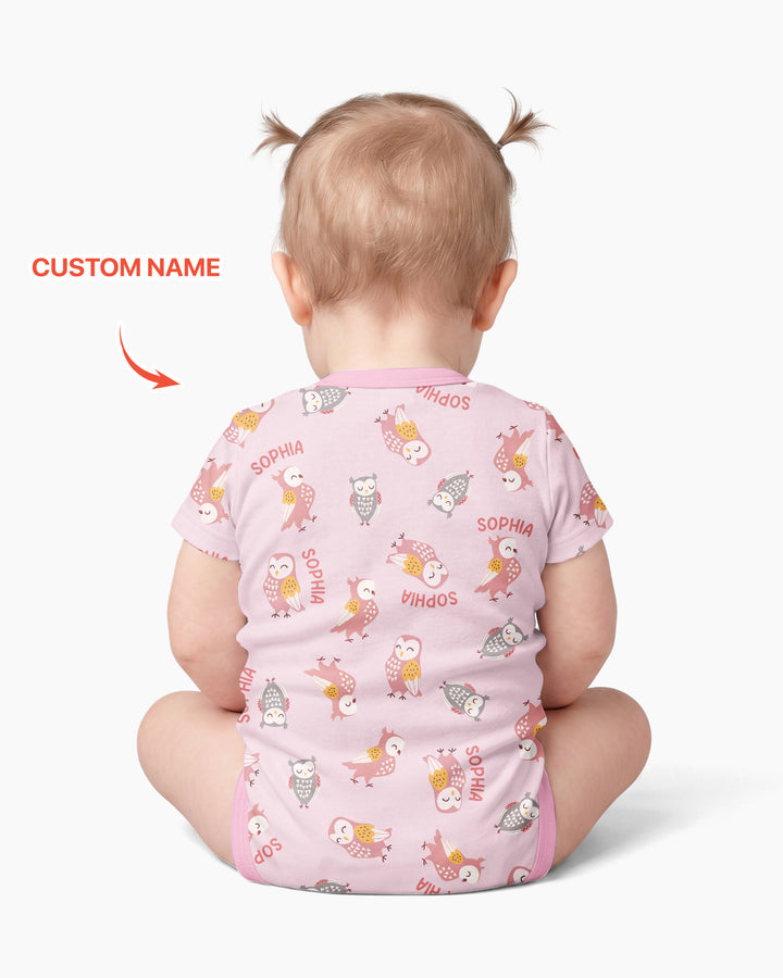Custom Name Twin Owl Who's Who Bamboo Bodysuit