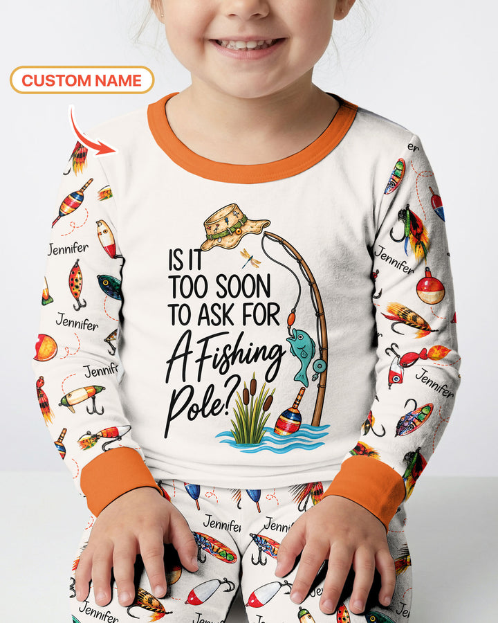 Custom Name Is It Too Soon to Ask for a Fishing Pole Bamboo Two Piece Long Sleeve Pajama Set
