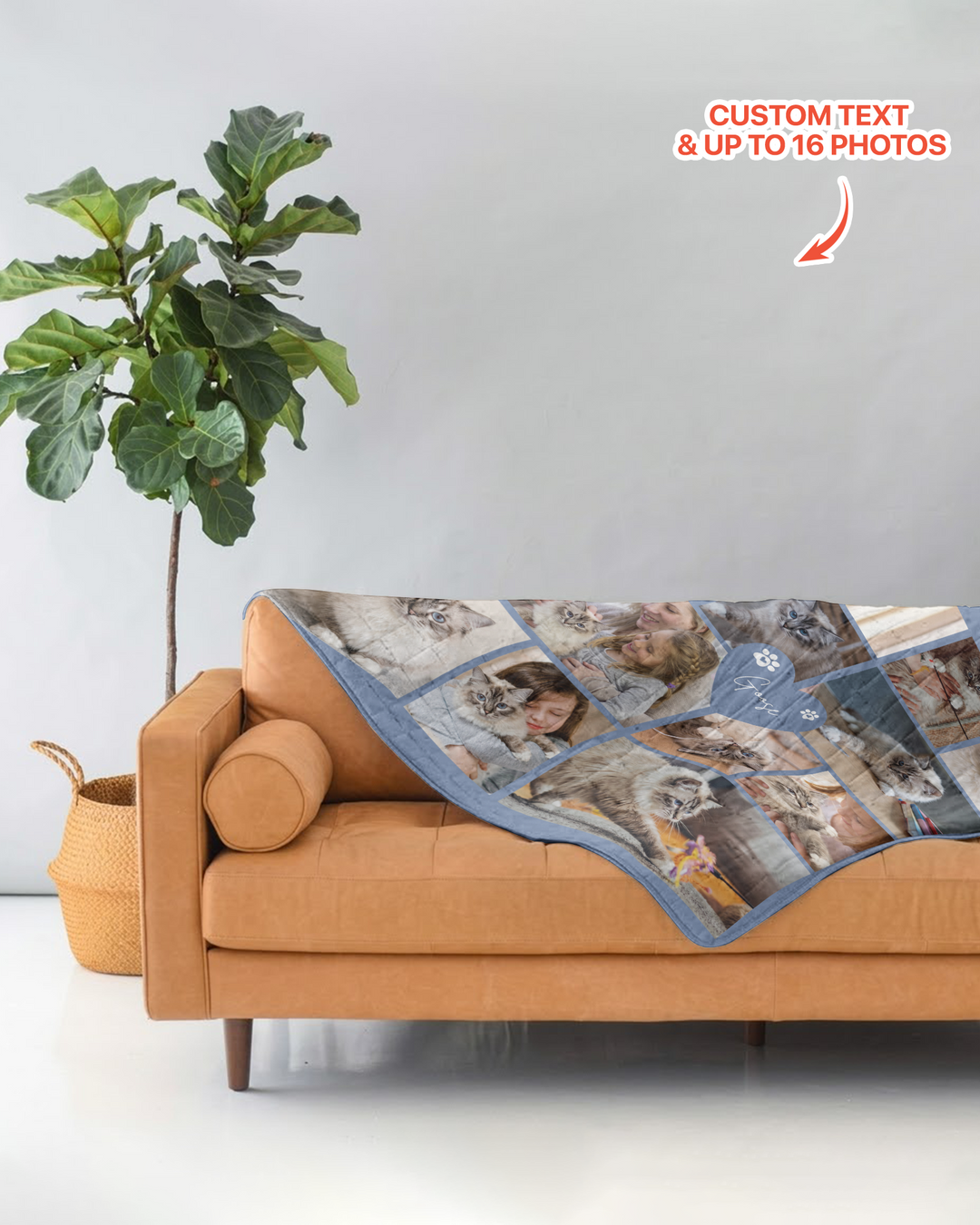 Custom Pet Photo Collage Bamboo Quilt Blanket