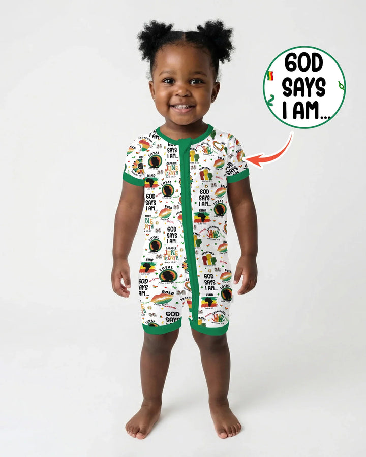 God Says I Am Juneteenth Bamboo Shorty Zippy