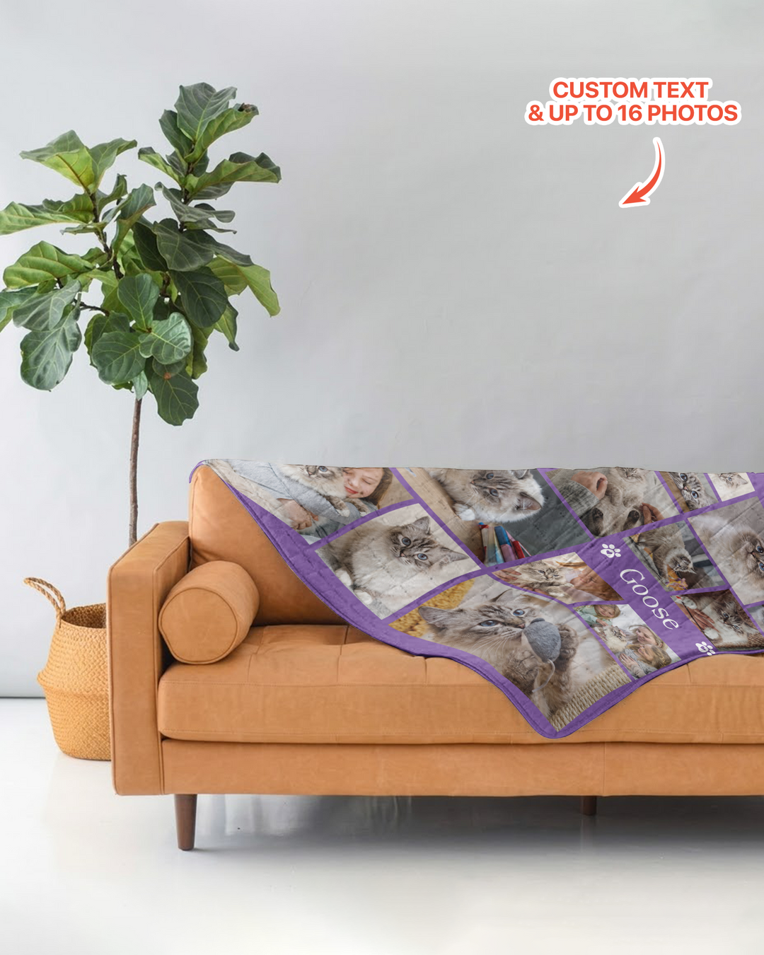 Custom Pet Photo Collage Bamboo Quilt Blanket