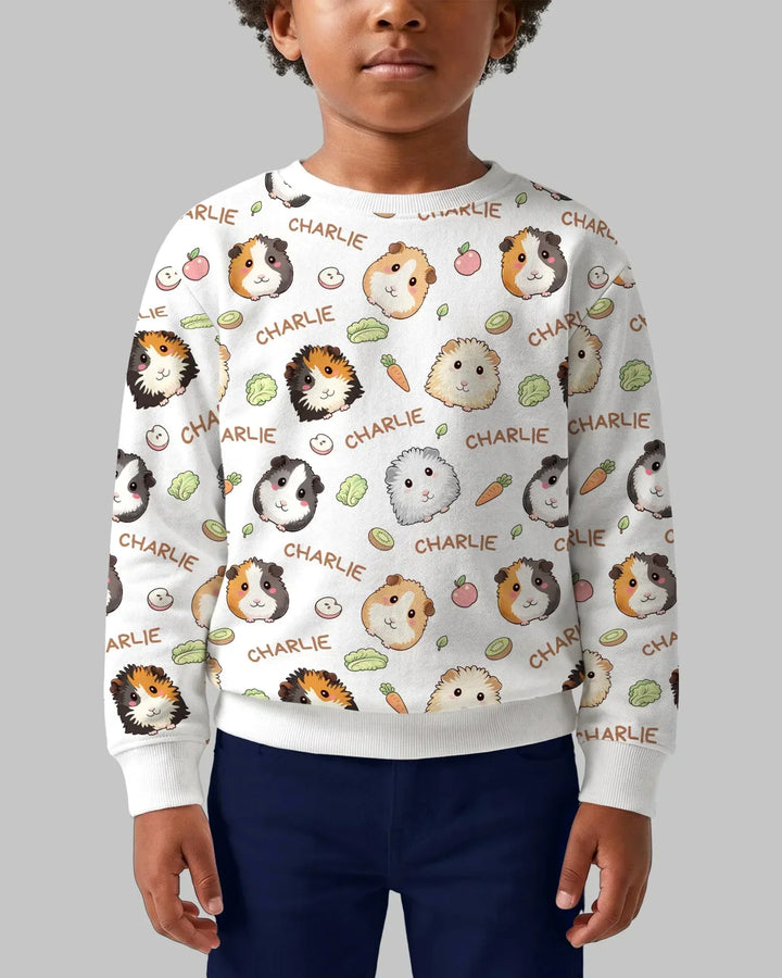 Custom Name Cute Guinea Pigs Bamboo Crewneck Sweatshirt