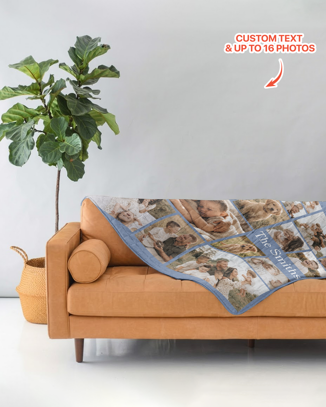 Custom Photo Collage Family Bamboo Quilt Blanket