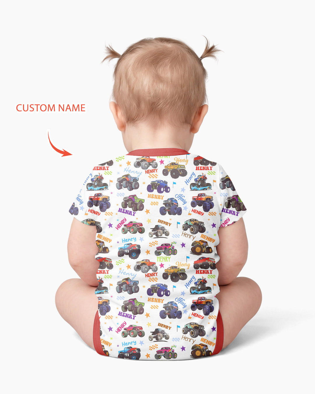 Monster Truck Custom Name Bamboo Bodysuit