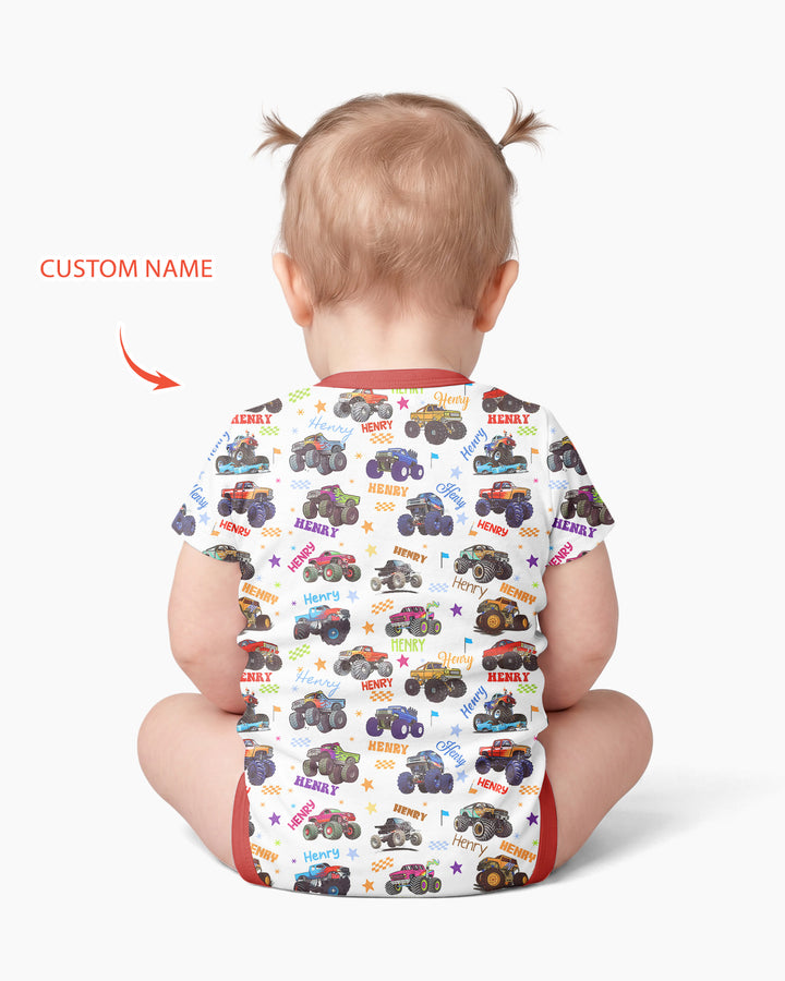 Monster Truck Custom Name Bamboo Bodysuit