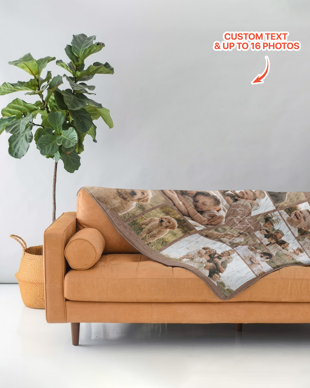 Custom Photo Collage Family Bamboo Quilt Blanket