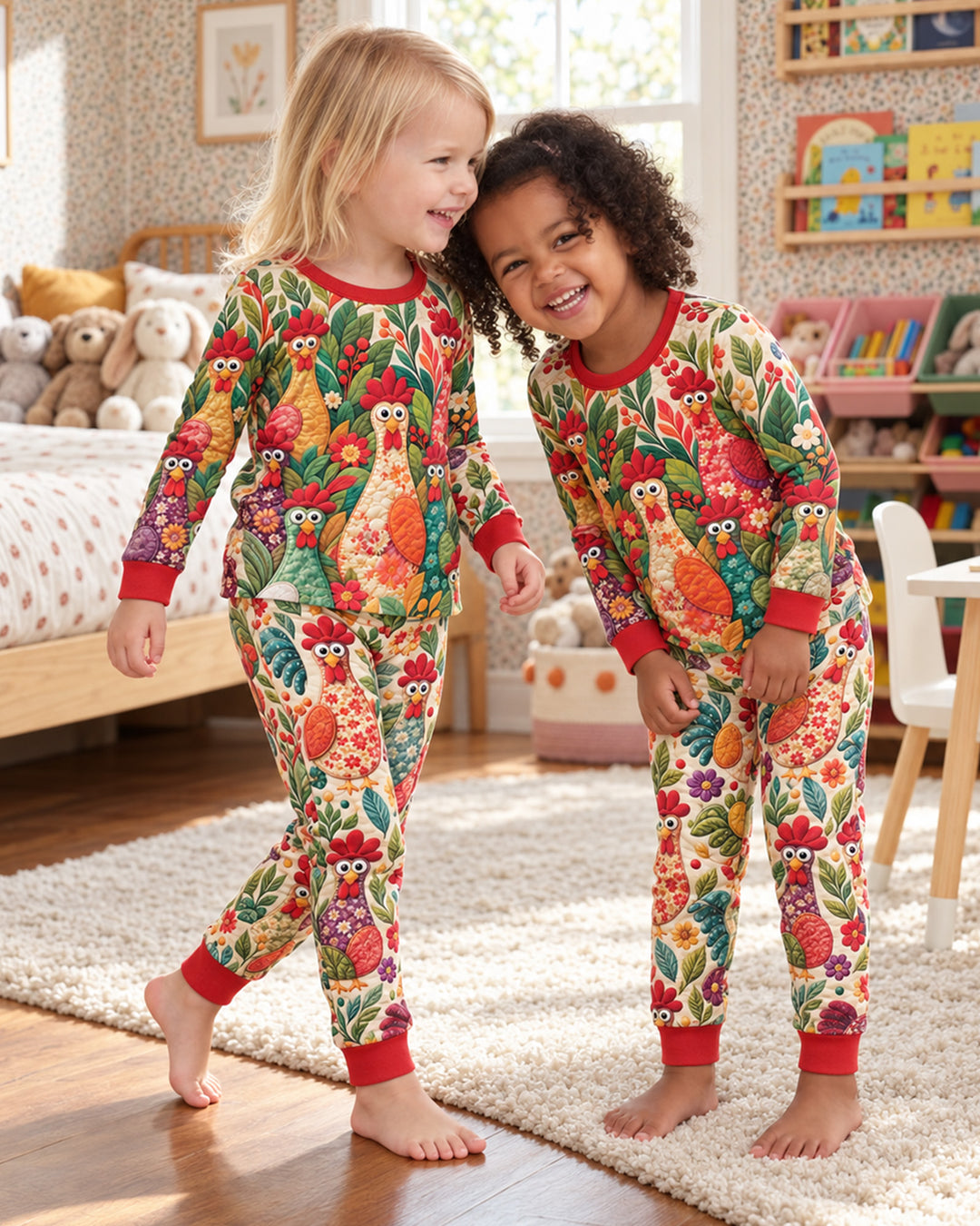 Funny Chicken Bamboo Two Piece Long Sleeve Pajama Set