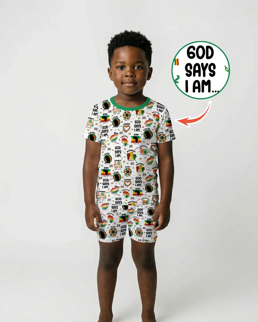 God Says I Am Juneteenth Bamboo Two Piece Short Sleeve Shorts Pajama Set