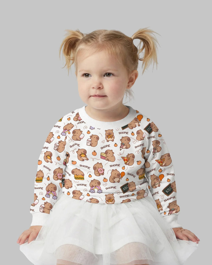 Custom Name Cute Capybara Bamboo Crewneck Sweatshirt