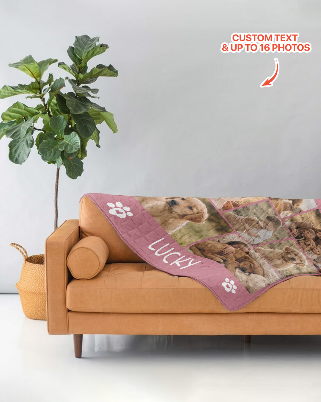 Custom Pet Photo Collage Bamboo Quilt Blanket