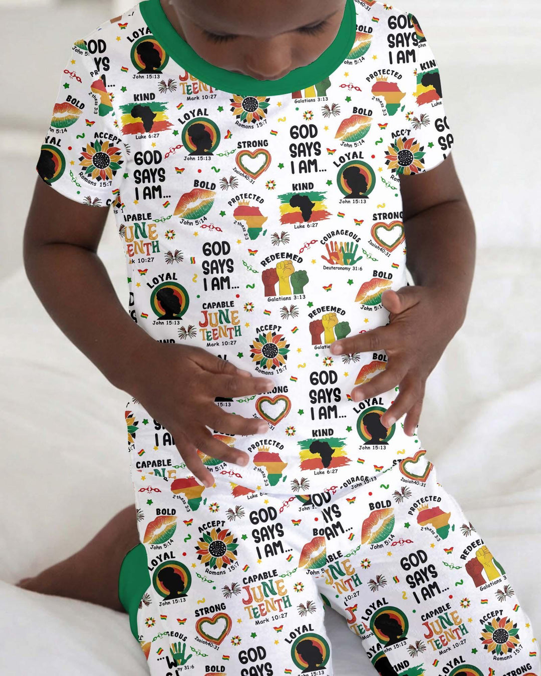 God Says I Am Juneteenth Bamboo Two Piece Short Sleeve Pajama Set