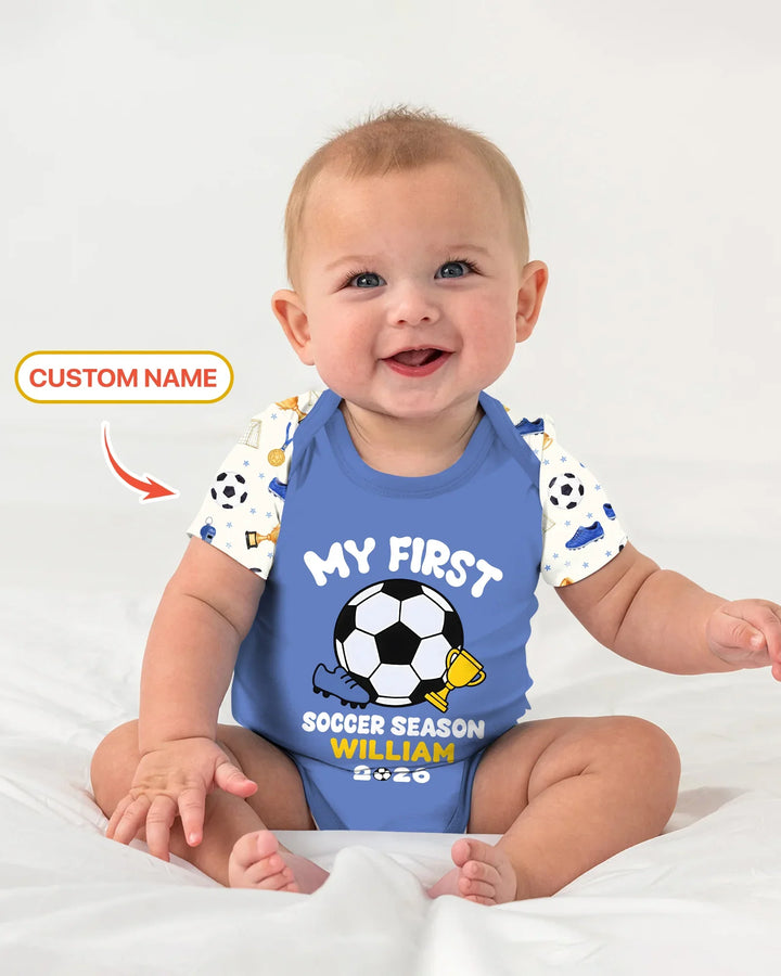 Custom Name My First Soccer Season Bamboo Bodysuit