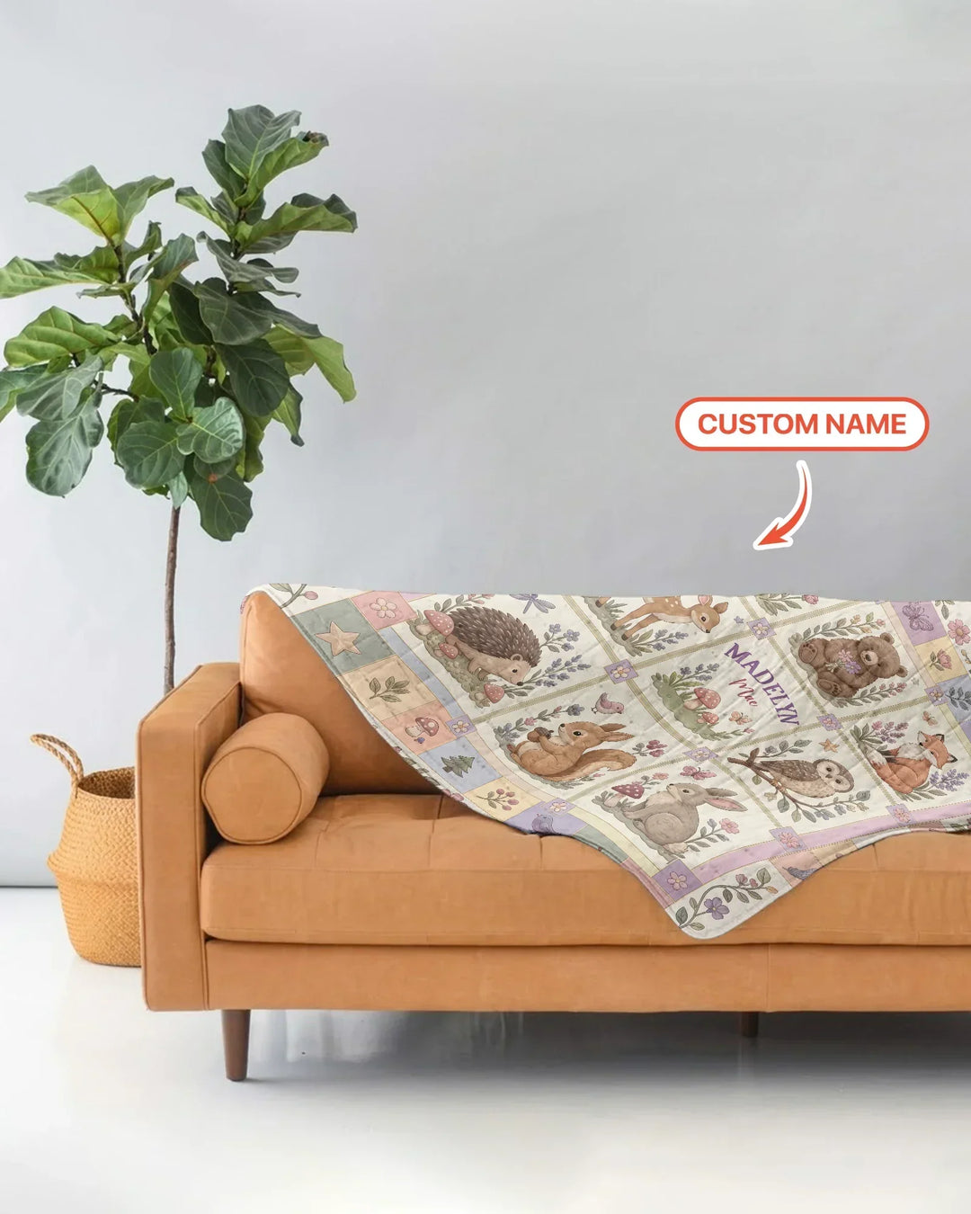 Custom Name Woodland Animal Bamboo Quilt Blanket