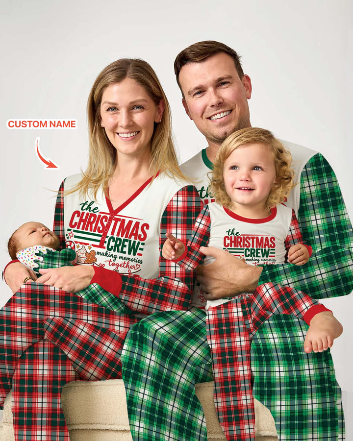 The Christmas Crew Custom Name Bamboo Women Pajama Set