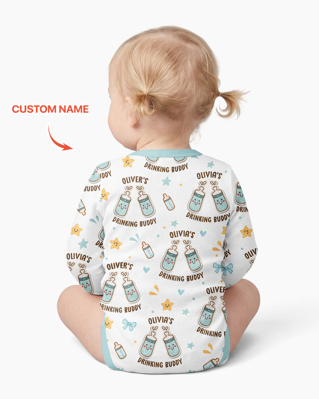 Custom Name Twin Drinking Buddies Bamboo Bodysuit