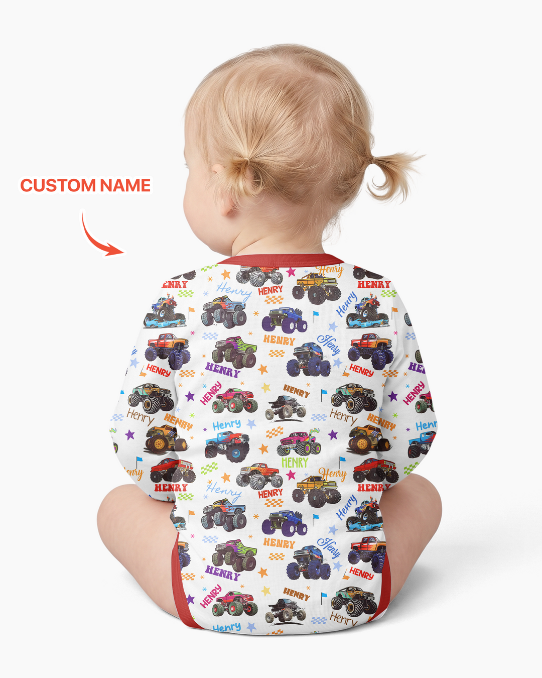 Monster Truck Custom Name Bamboo Bodysuit