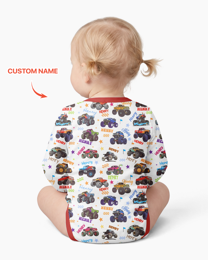 Monster Truck Custom Name Bamboo Bodysuit