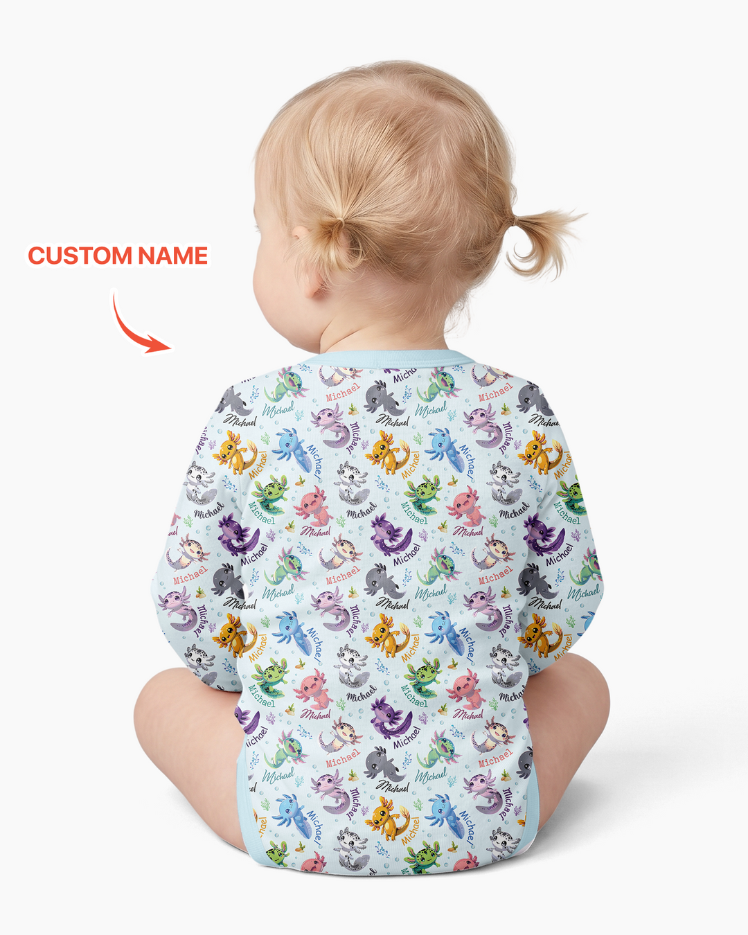 I Love You Axolotl Custom Name Bamboo Bodysuit