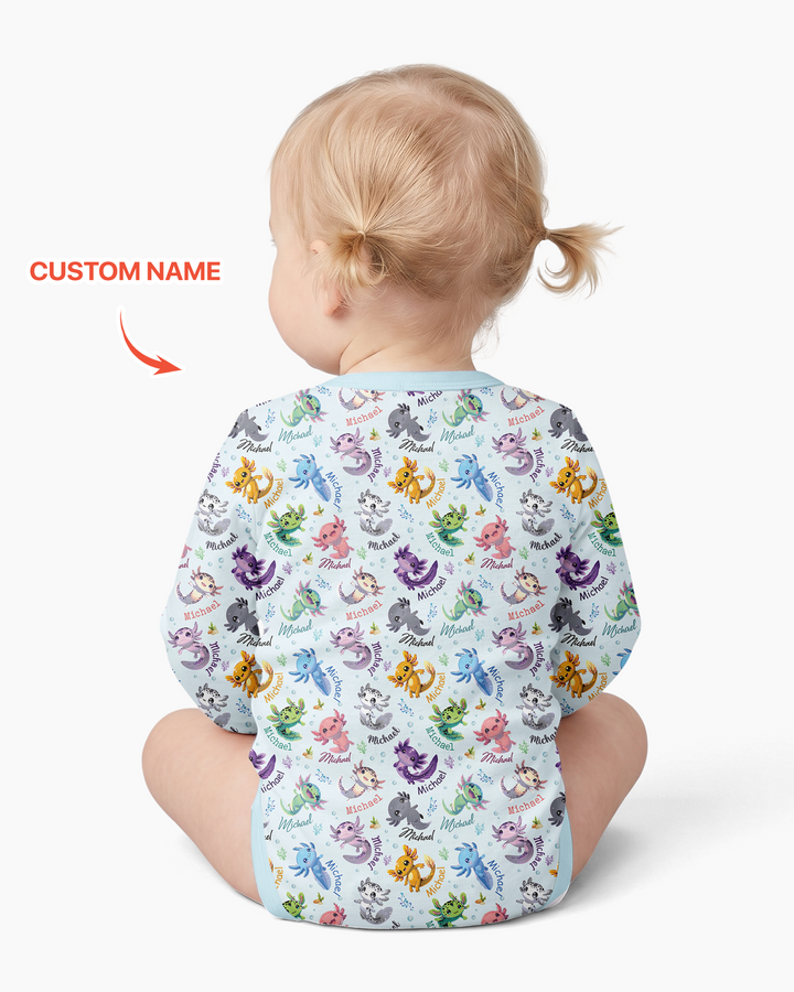I Love You Axolotl Custom Name Bamboo Bodysuit