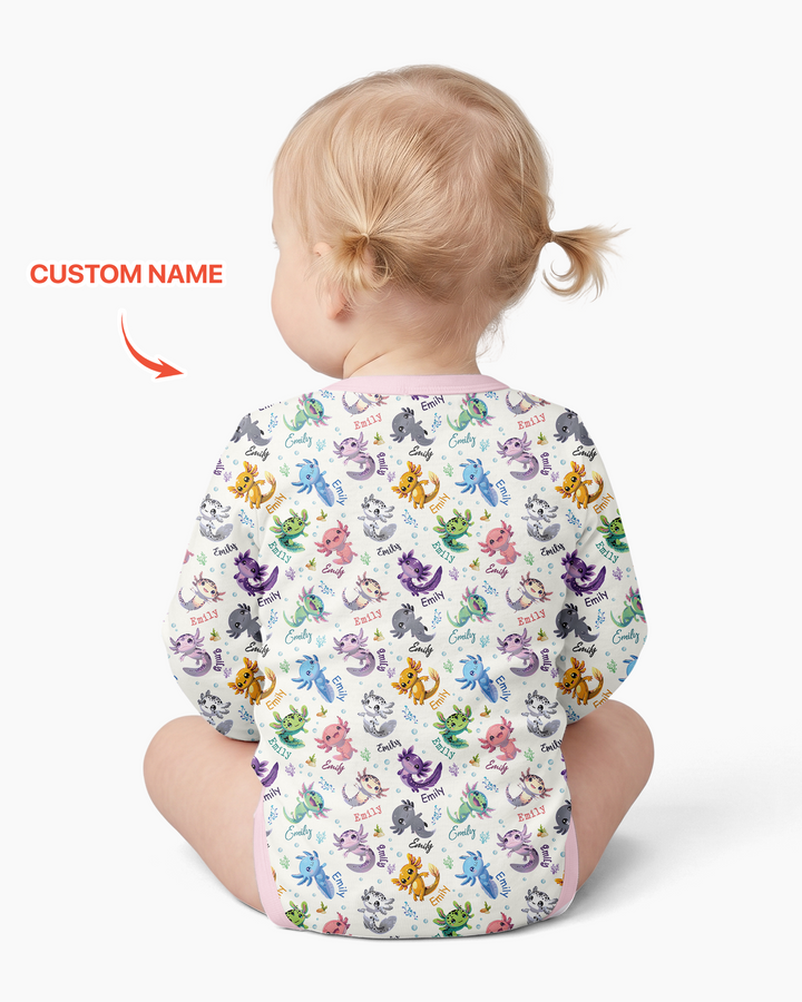 I Love You Axolotl Custom Name Bamboo Bodysuit