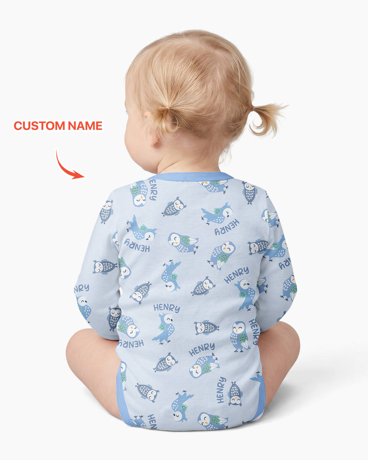 Custom Name Twin Owl Who's Who Bamboo Bodysuit