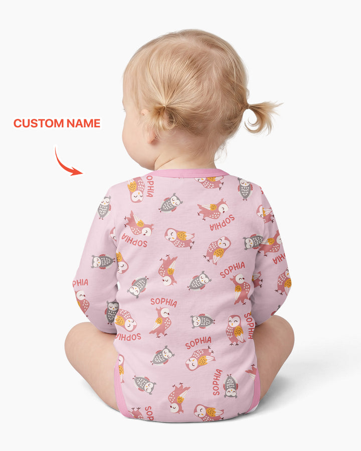 Custom Name Twin Owl Who's Who Bamboo Bodysuit