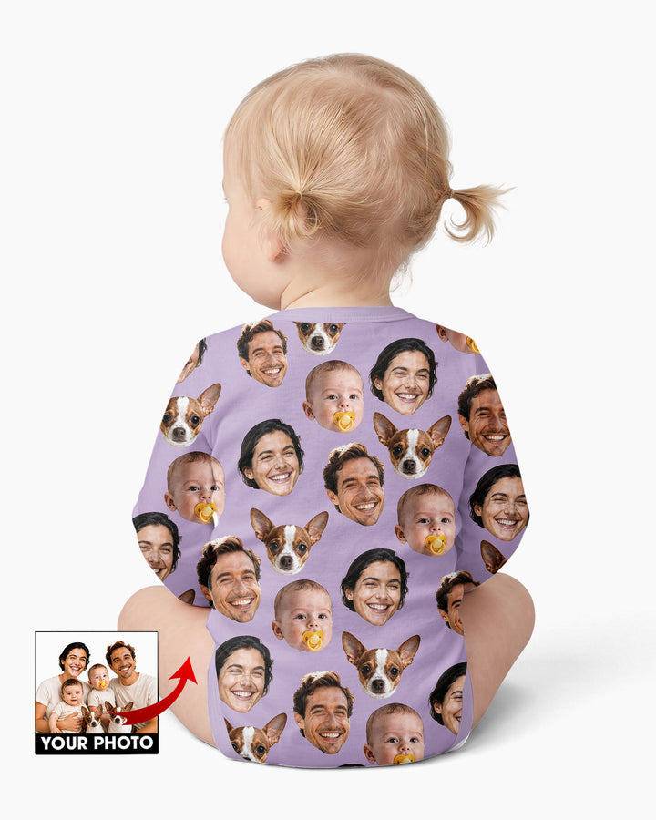 Personalized Face Baby Bodysuit, Families Faces Newborn Bodysuit