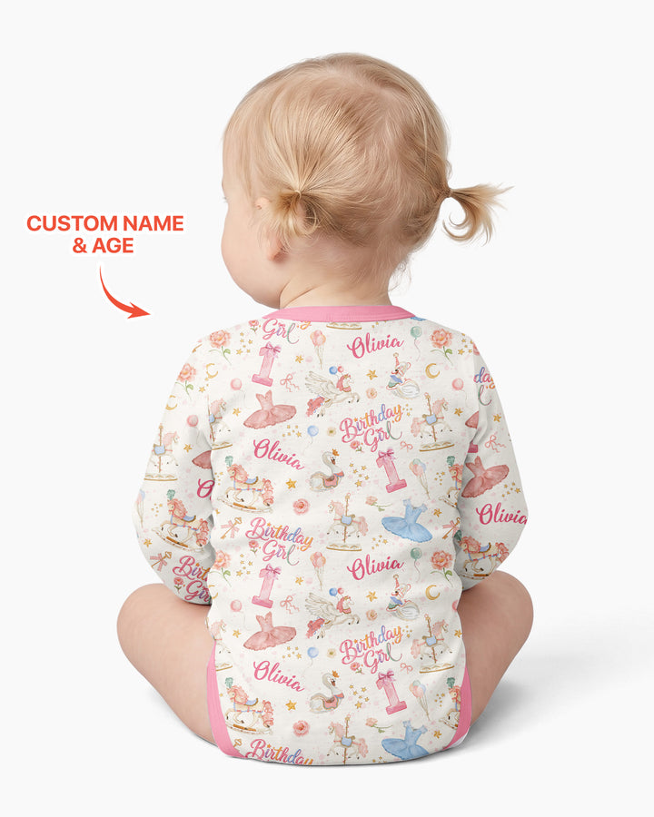 Ballerina Birthday Girl Custom Name & Age Bamboo Bodysuit