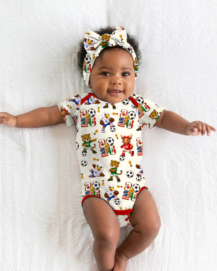 Cute Soccer Mascots USA CAN MEX Bamboo Bodysuit