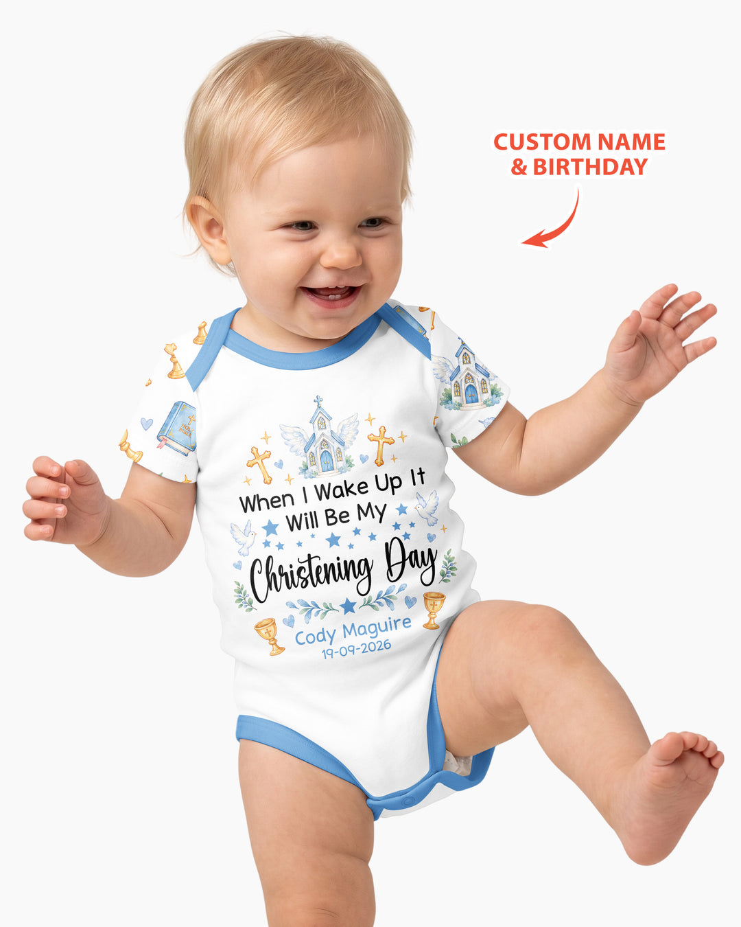 Personalized When I Wake Up It Will Be My Christening Day Bamboo Bodysuit