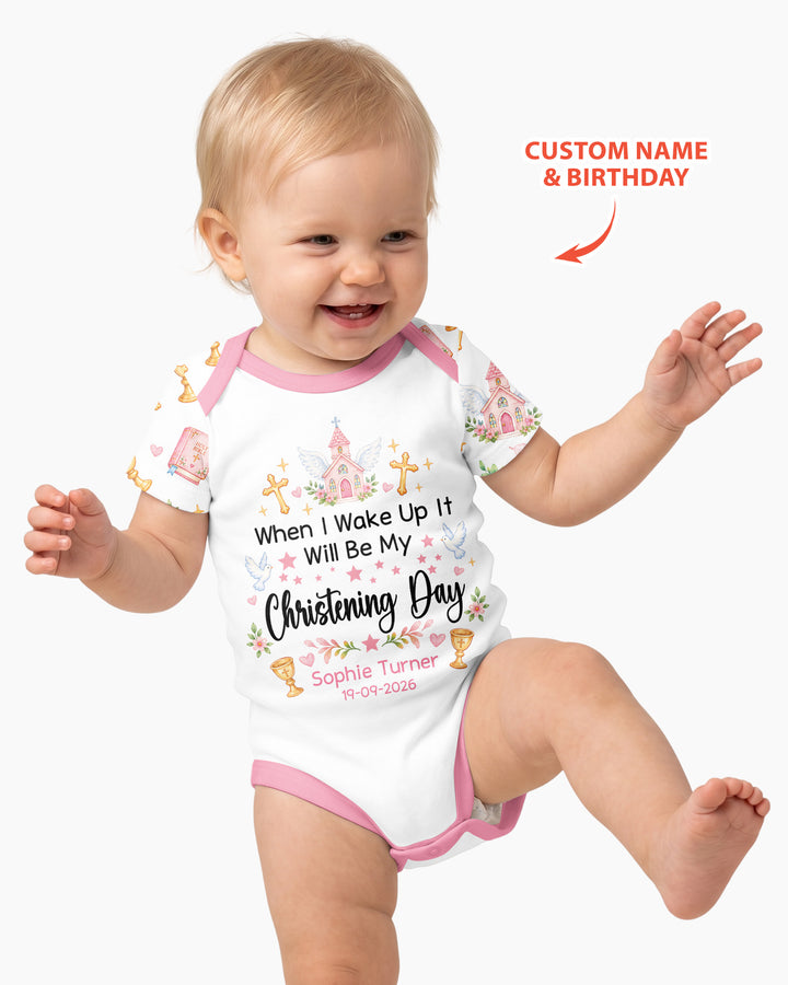 Personalized When I Wake Up It Will Be My Christening Day Bamboo Bodysuit