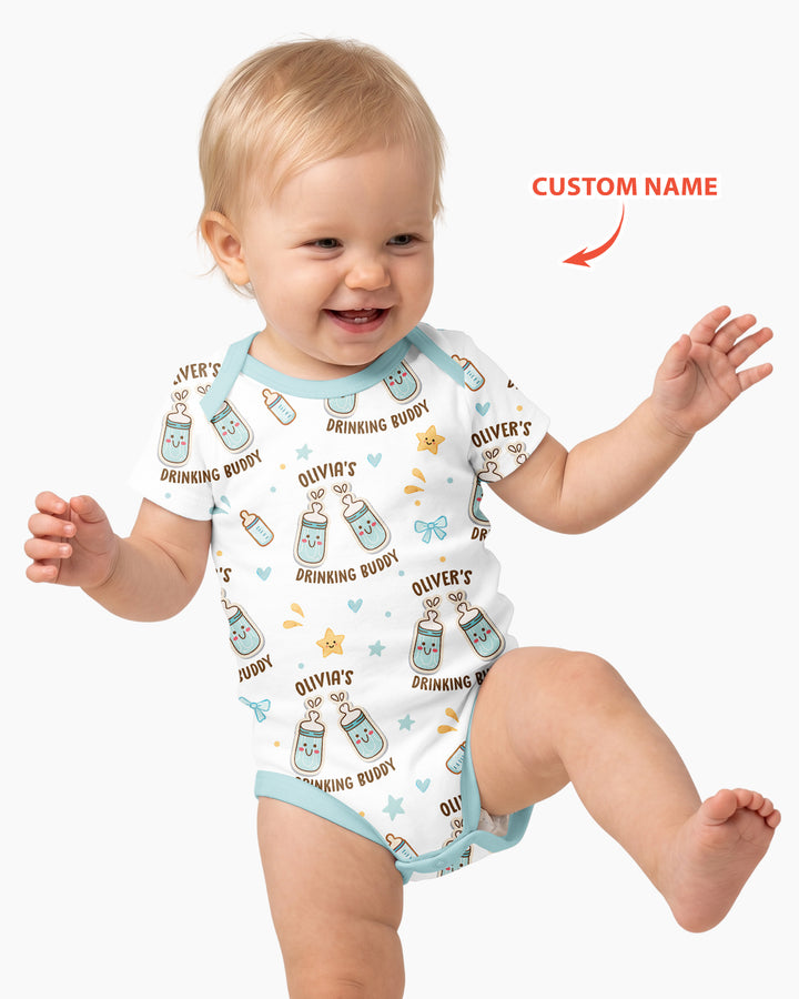 Custom Name Twin Drinking Buddies Bamboo Bodysuit