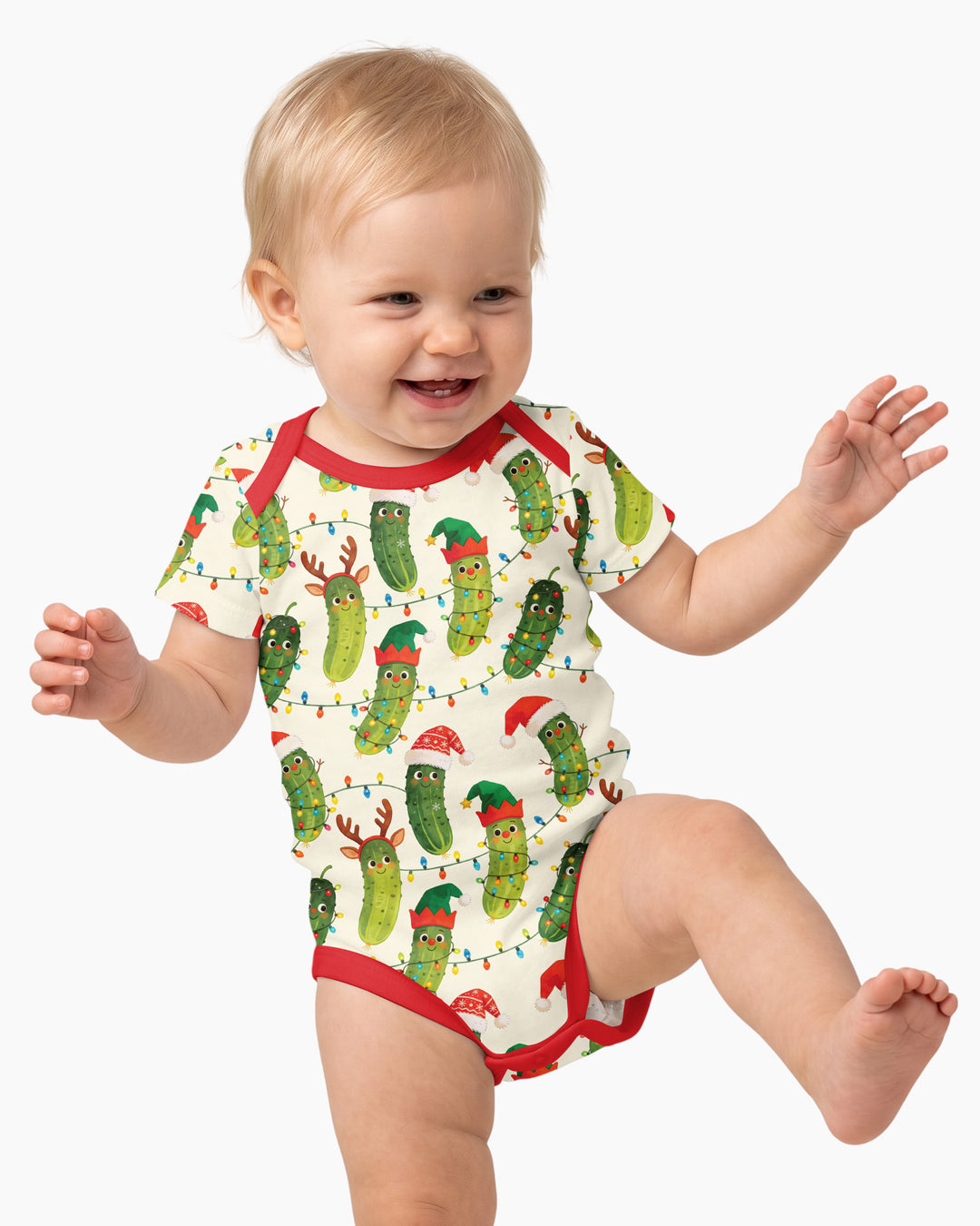 Cheerful Christmas Pickle Bamboo Bodysuit