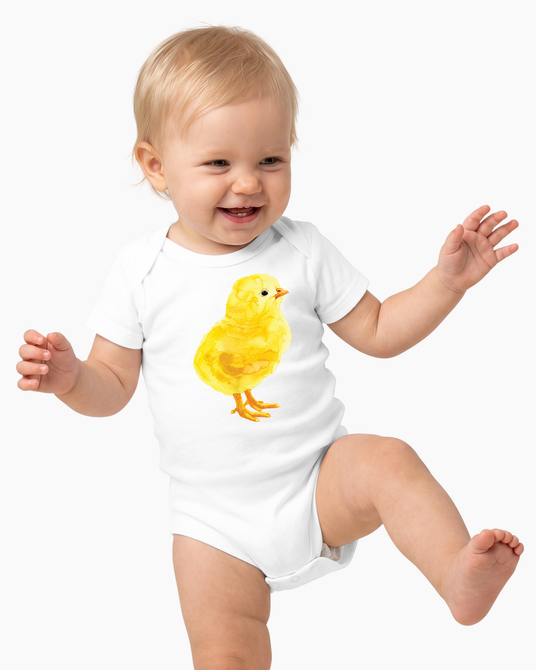 Water Color Baby Chicken Bamboo Bodysuit