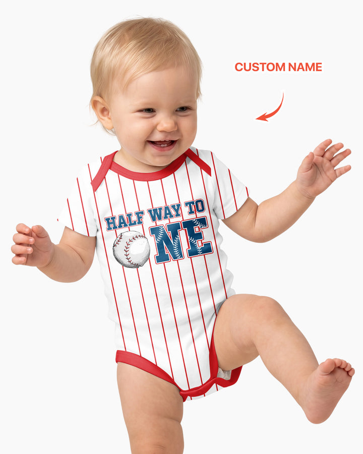 Custom Name Half Way To One Bamboo Bodysuit