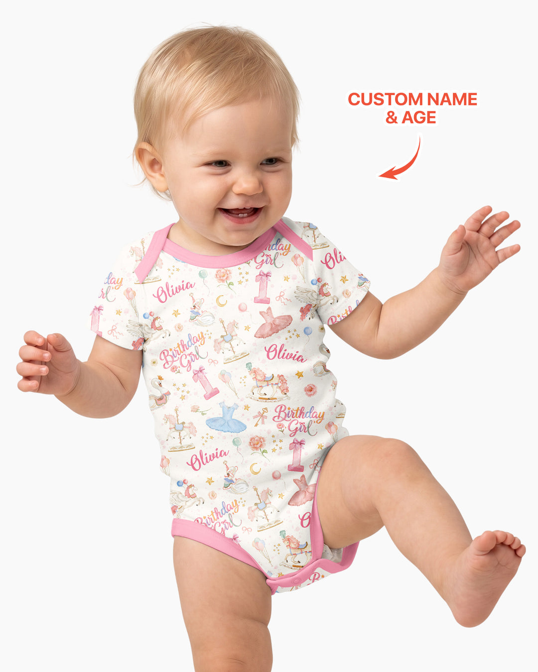 Ballerina Birthday Girl Custom Name & Age Bamboo Bodysuit
